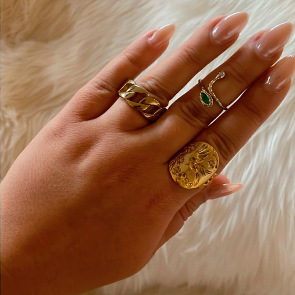 Gold canary statement ring